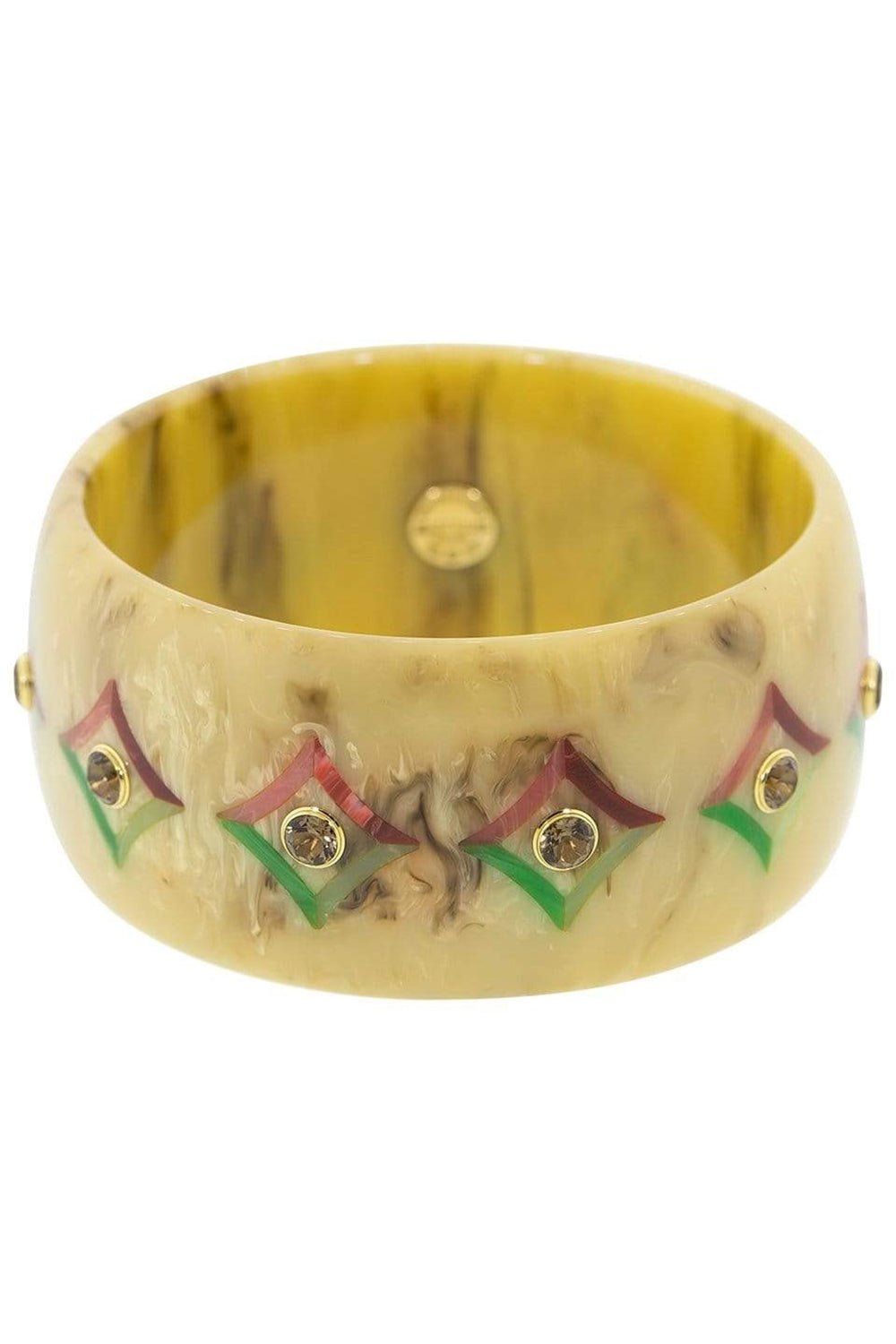 MARK DAVIS-Smoky Quartz Brown Bakelite Bangle-YELLOW GOLD