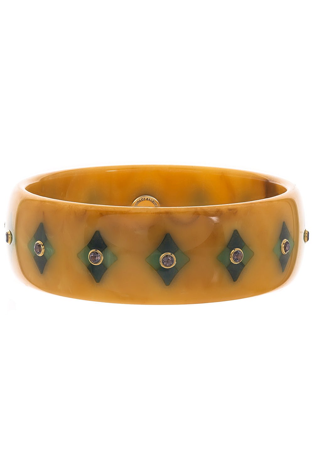 MARK DAVIS-Smoky Quartz Brown Bakelite Bangle-YELLOW GOLD