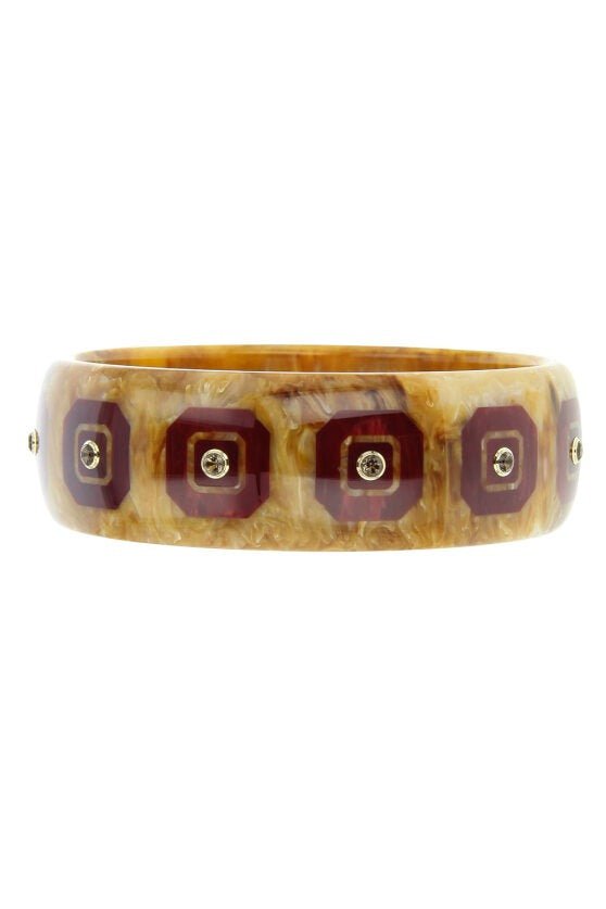 MARK DAVIS-Smoky Quartz Brown Bakelite Bangle-YELLOW GOLD