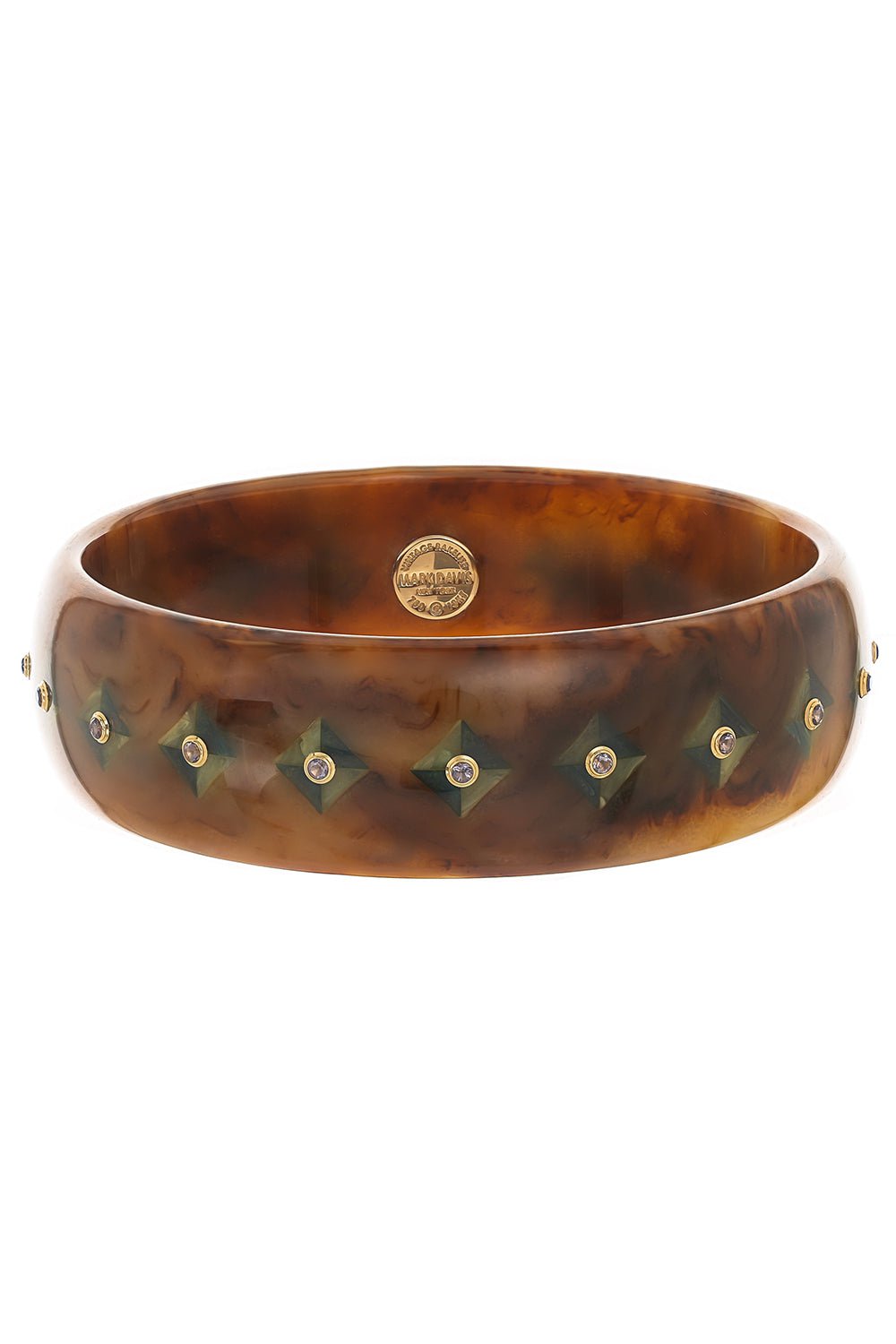 MARK DAVIS-Smoky Quartz Brown Bakelite Bangle-YELLOW GOLD
