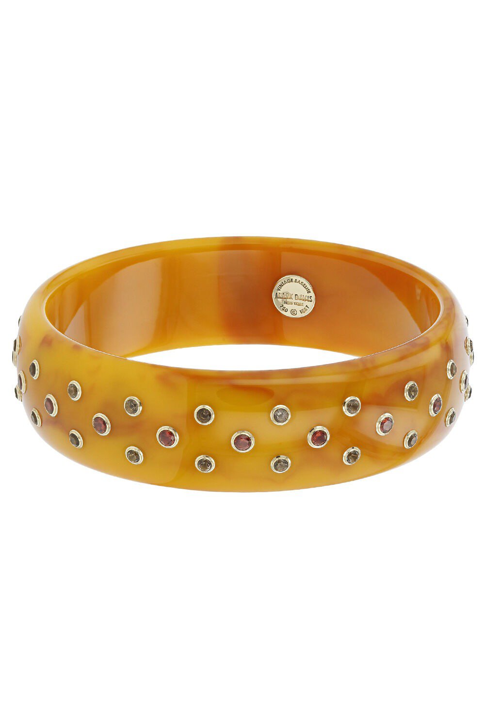 MARK DAVIS-Smoky Quartz Orange Bakelite Bangle-YELLOW GOLD