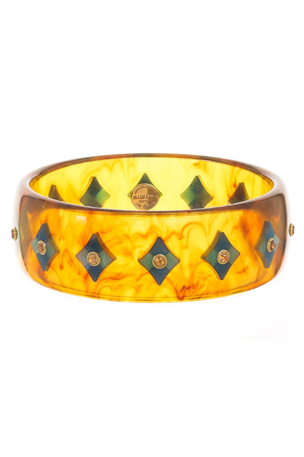 MARK DAVIS-Tortoise Citrine Blue Bakelite Bangle-YELLOW GOLD