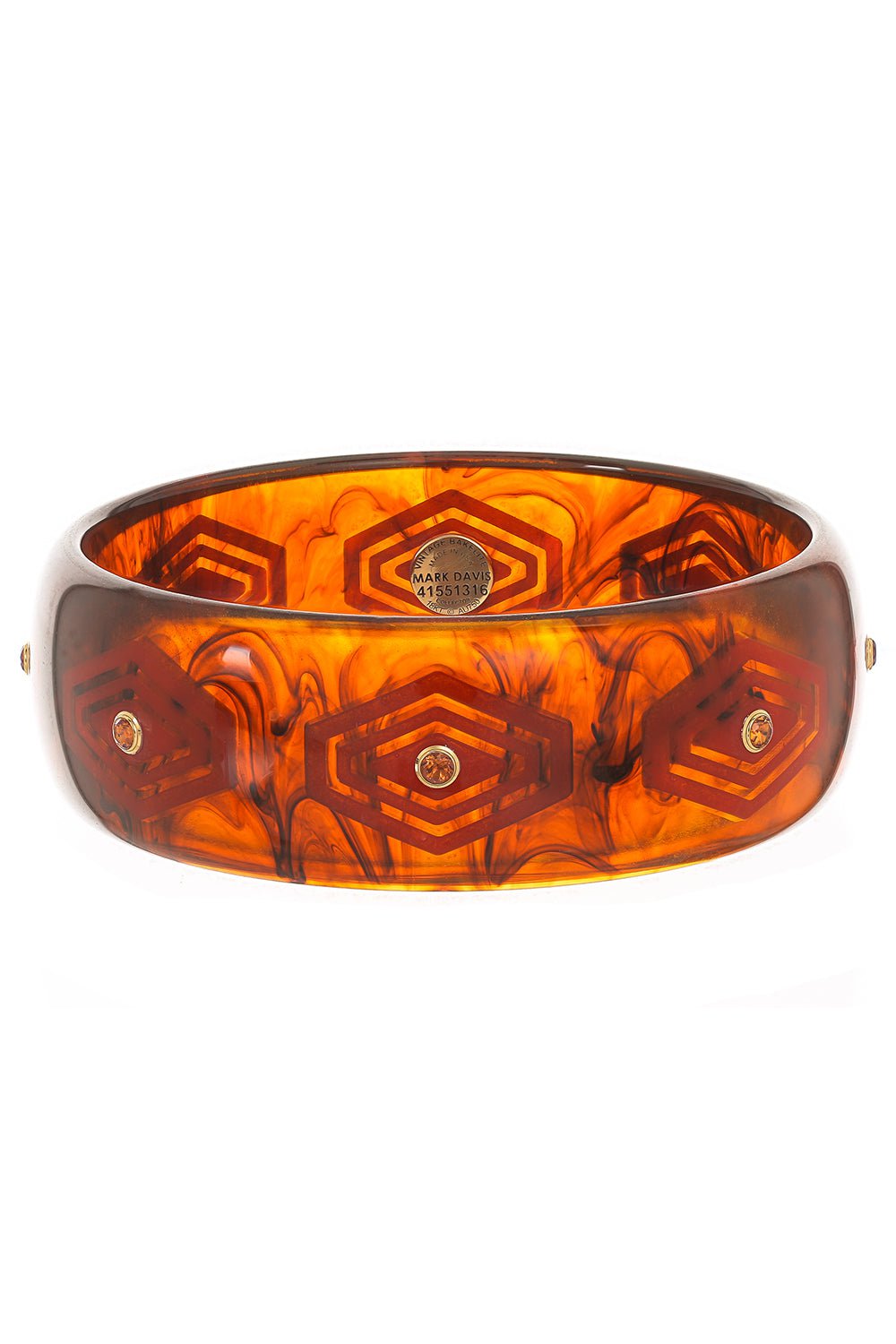 MARK DAVIS-Tortoise Citrine Red Bakelite Bangle-YELLOW GOLD