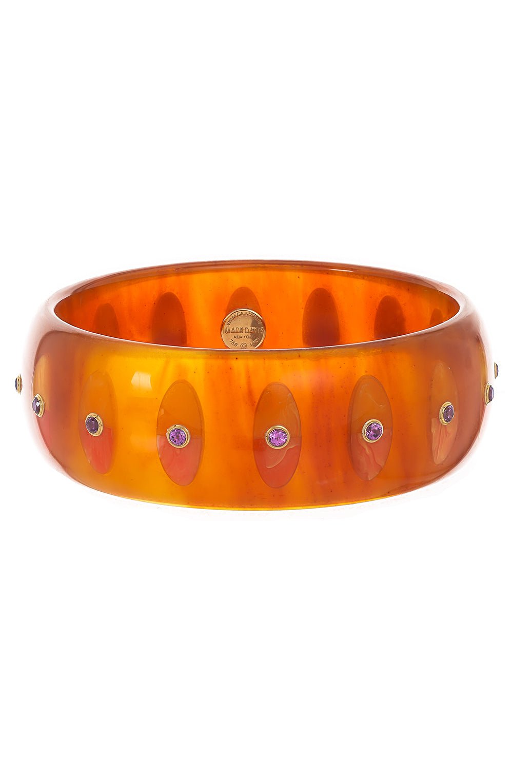 MARK DAVIS-Tortoise Garnet Bakelite Bangle-YELLOW GOLD