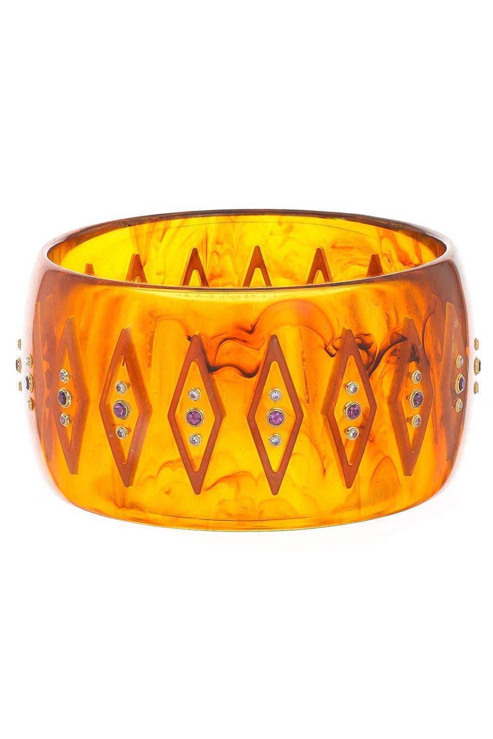 MARK DAVIS-Tortoise Sapphire Bakelite Bangle-YELLOW GOLD
