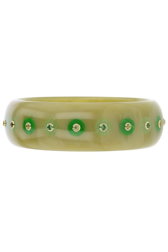 MARK DAVIS-Tourmaline Peridot Green Bakelite Bangle-YELLOW GOLD