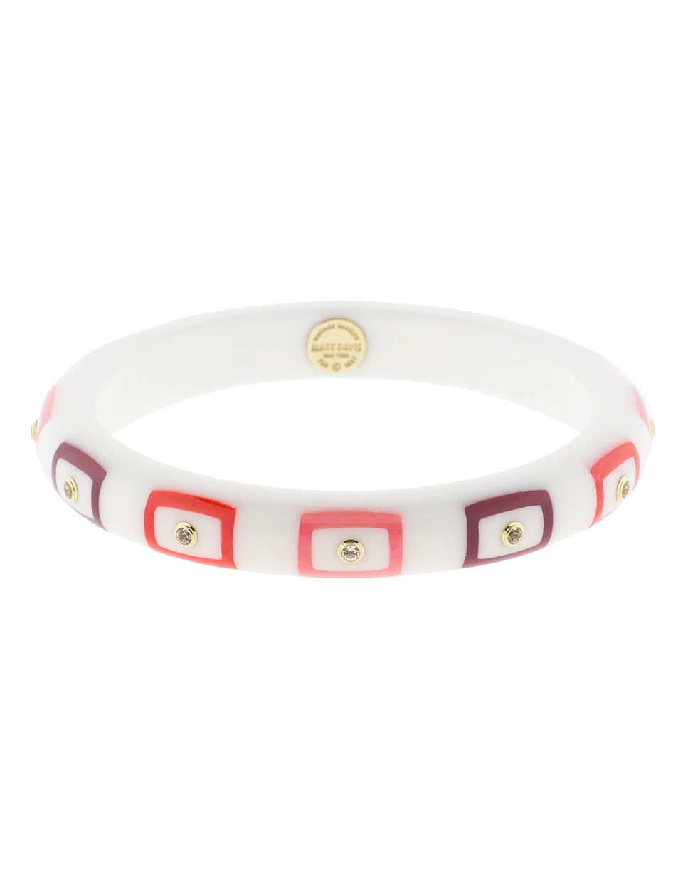 MARK DAVIS-White Staron And Burgundy Bakelite Bangle-YELLOW GOLD
