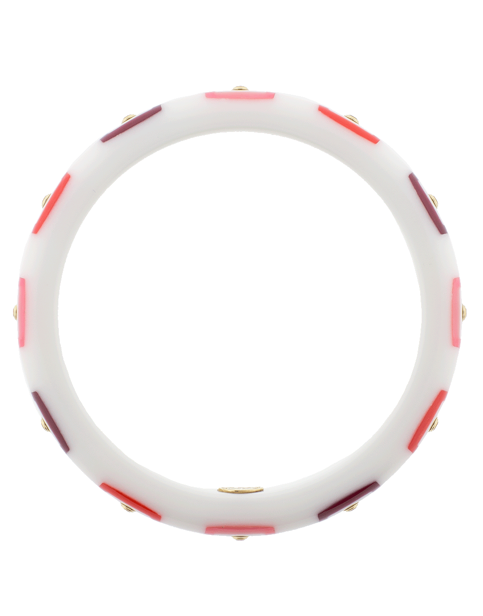 MARK DAVIS-White Staron And Burgundy Bakelite Bangle-YELLOW GOLD