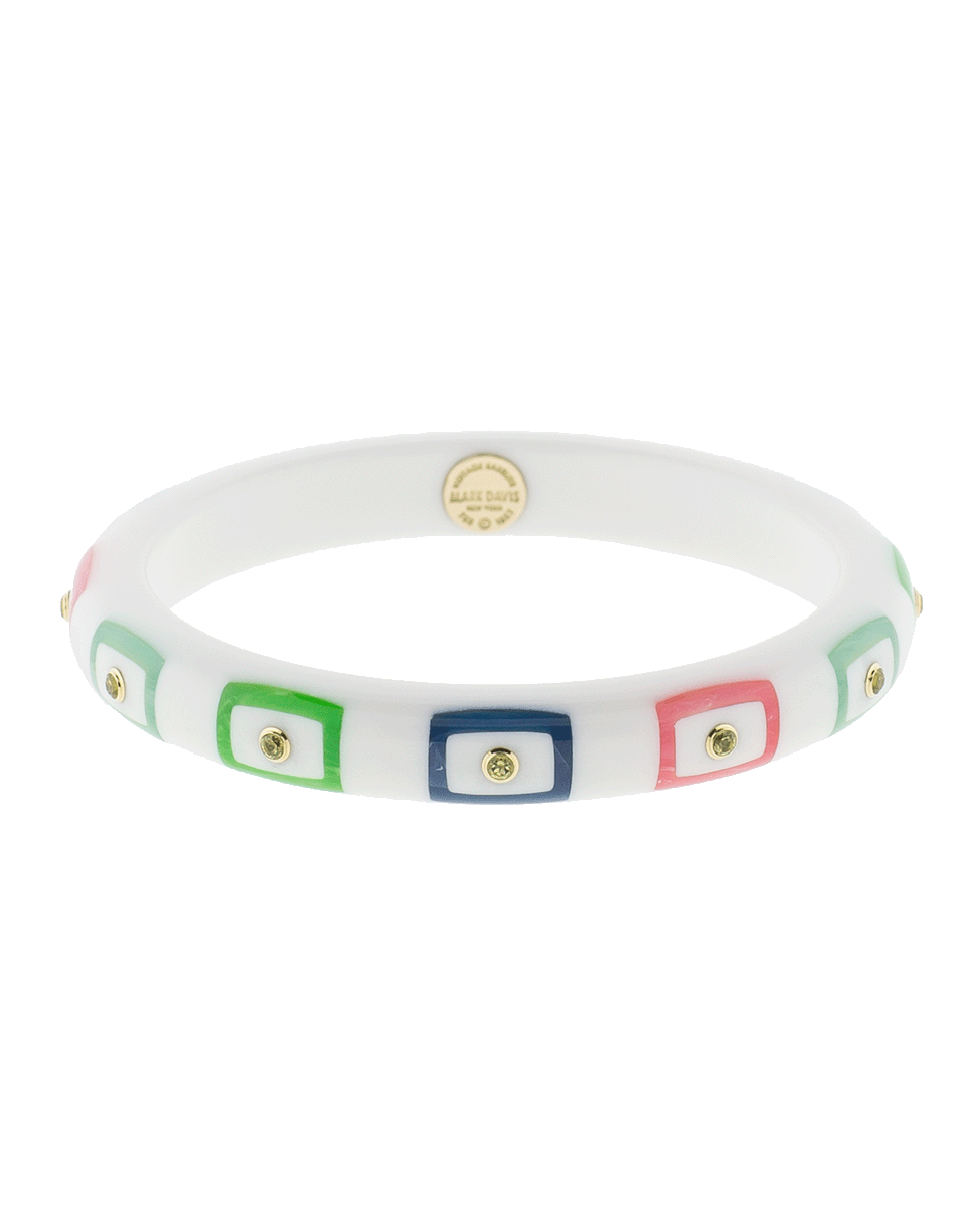 MARK DAVIS-White Staron Multi Color Bakelite Bangle-YELLOW GOLD
