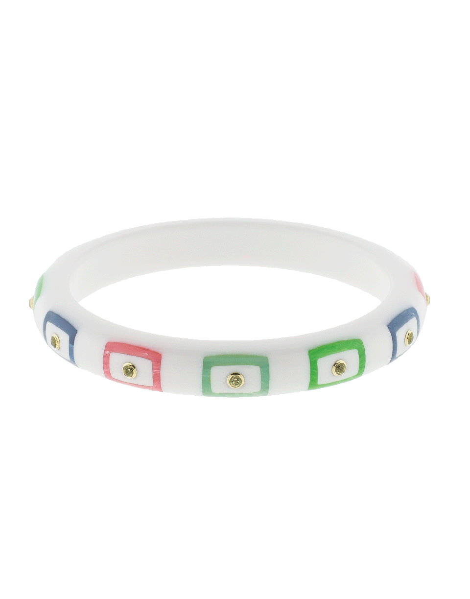 MARK DAVIS-White Staron Multi Color Bakelite Bangle-YELLOW GOLD