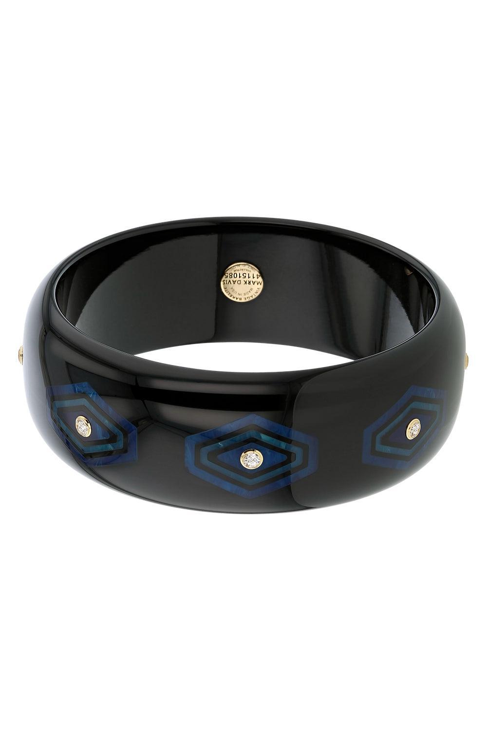 MARK DAVIS-White Topaz Black Bakelite Bangle-YELLOW GOLD