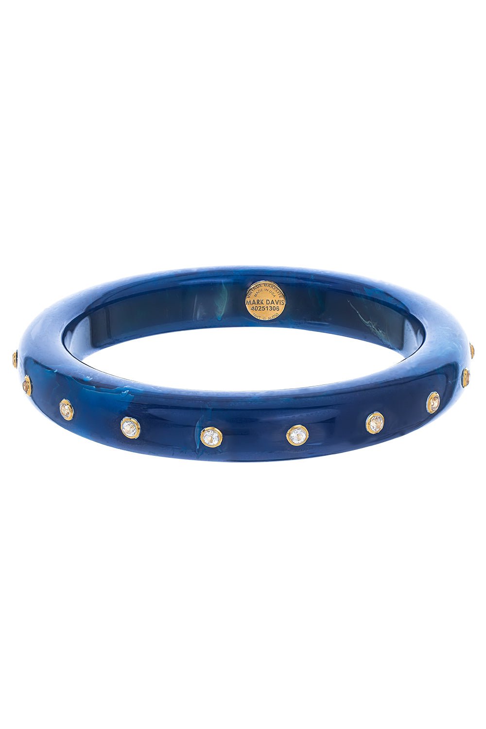 MARK DAVIS-White Topaz Blue Bakelite Bangle-YELLOW GOLD