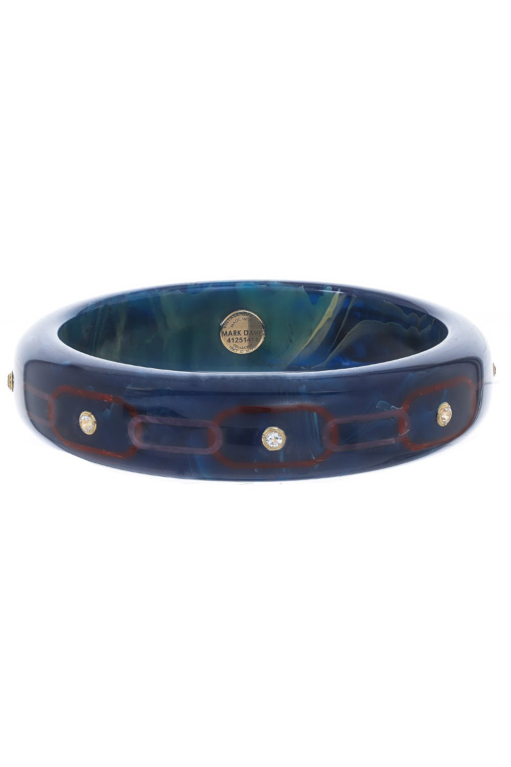 MARK DAVIS-White Topaz Blue Bakelite Bangle-YELLOW GOLD
