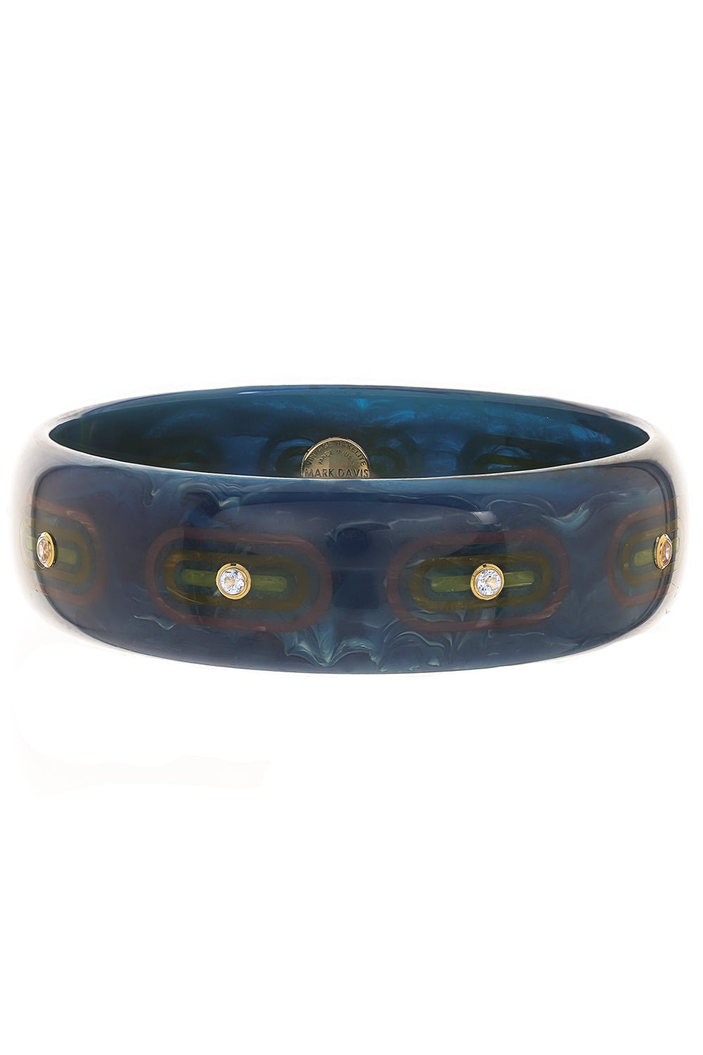 MARK DAVIS-White Topaz Blue Bakelite Bangle-YELLOW GOLD