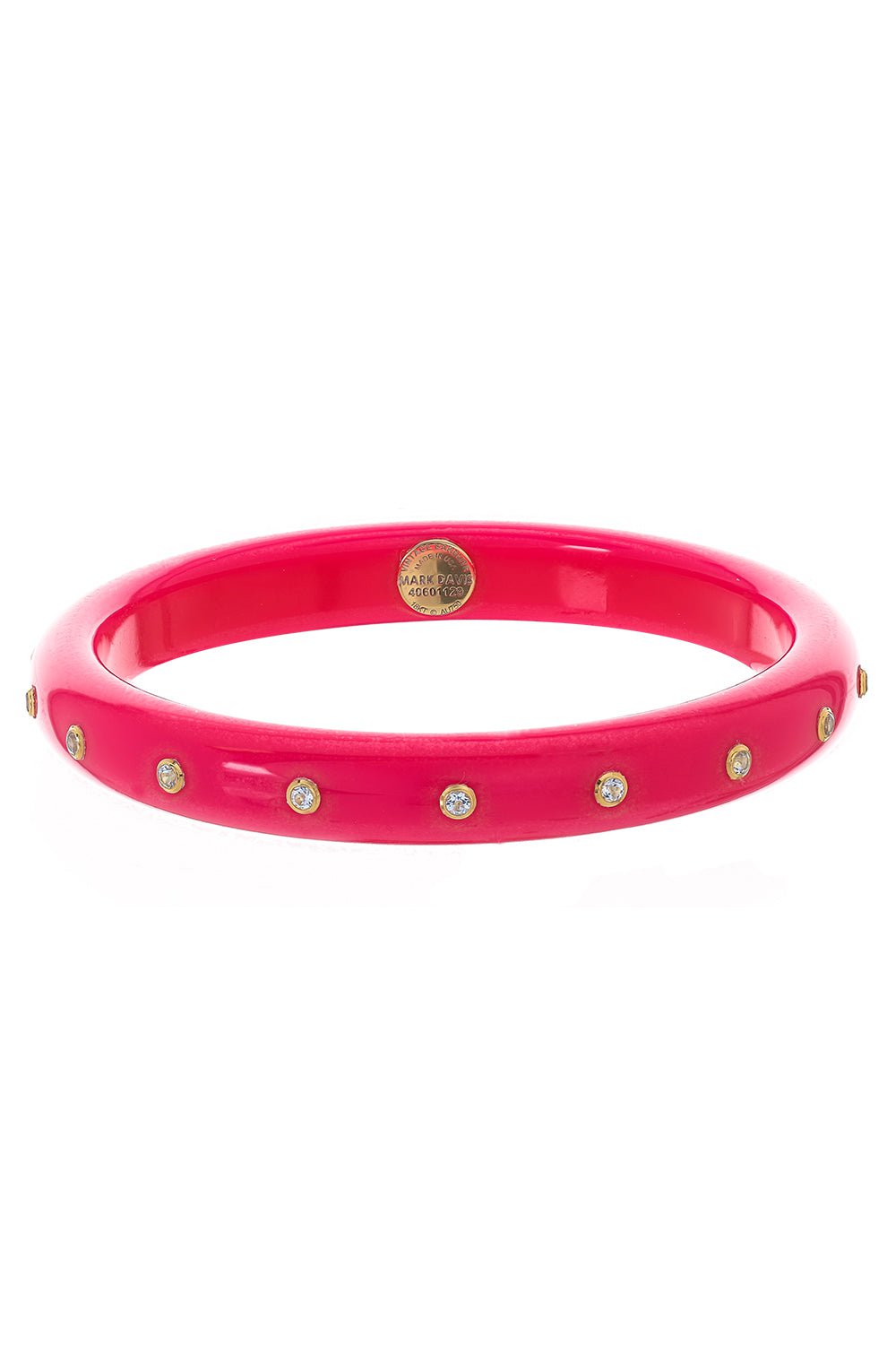 MARK DAVIS-White Topaz Pink Bakelite Bangle-YELLOW GOLD