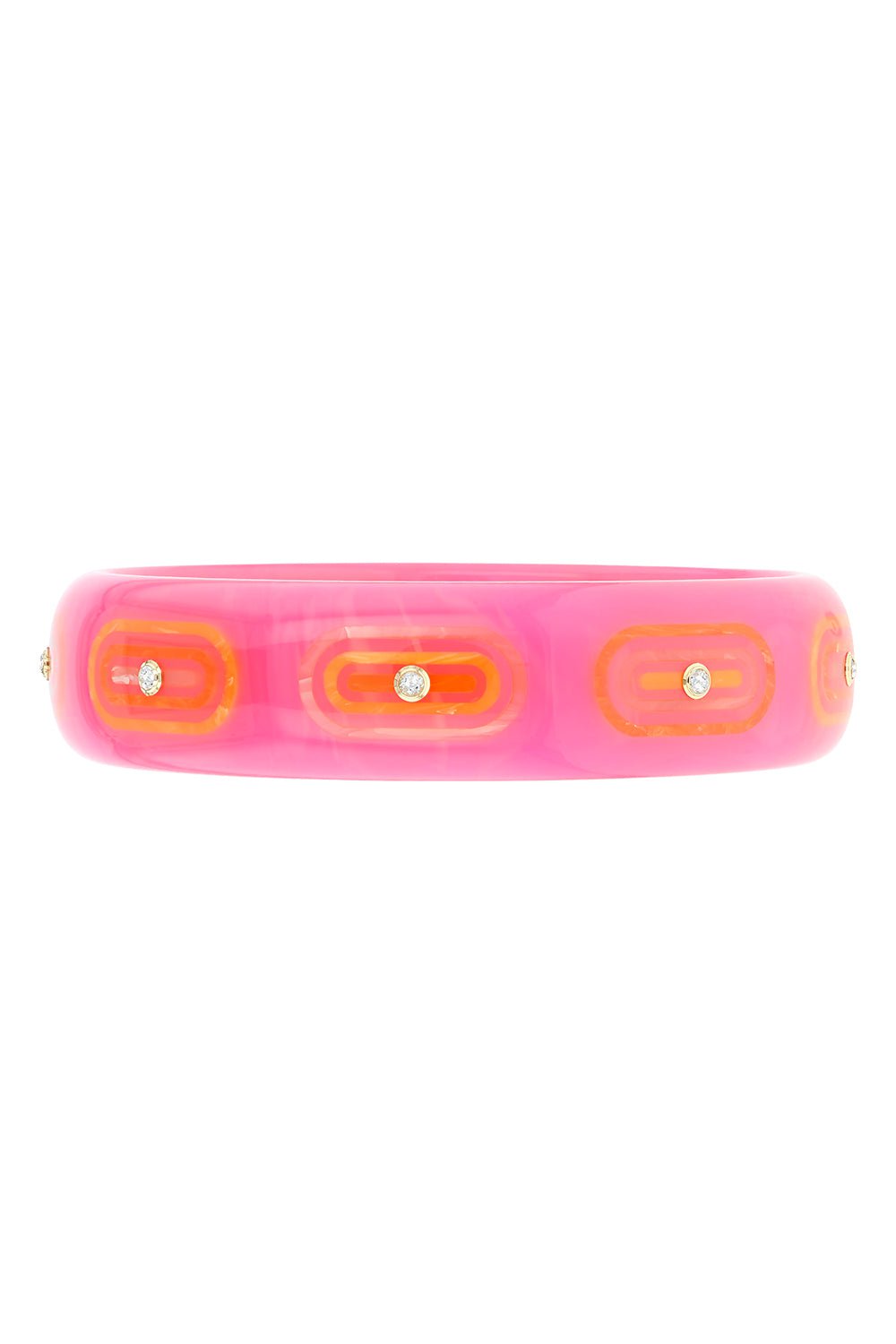 MARK DAVIS-White Topaz Pink Yellow Bakelite Bangle-YELLOW GOLD