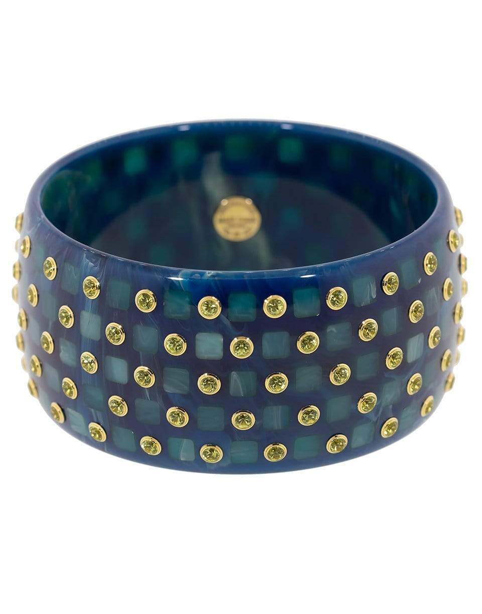 MARK DAVIS-Wide Blue Peridot Bakelite Bangle-YELLOW GOLD