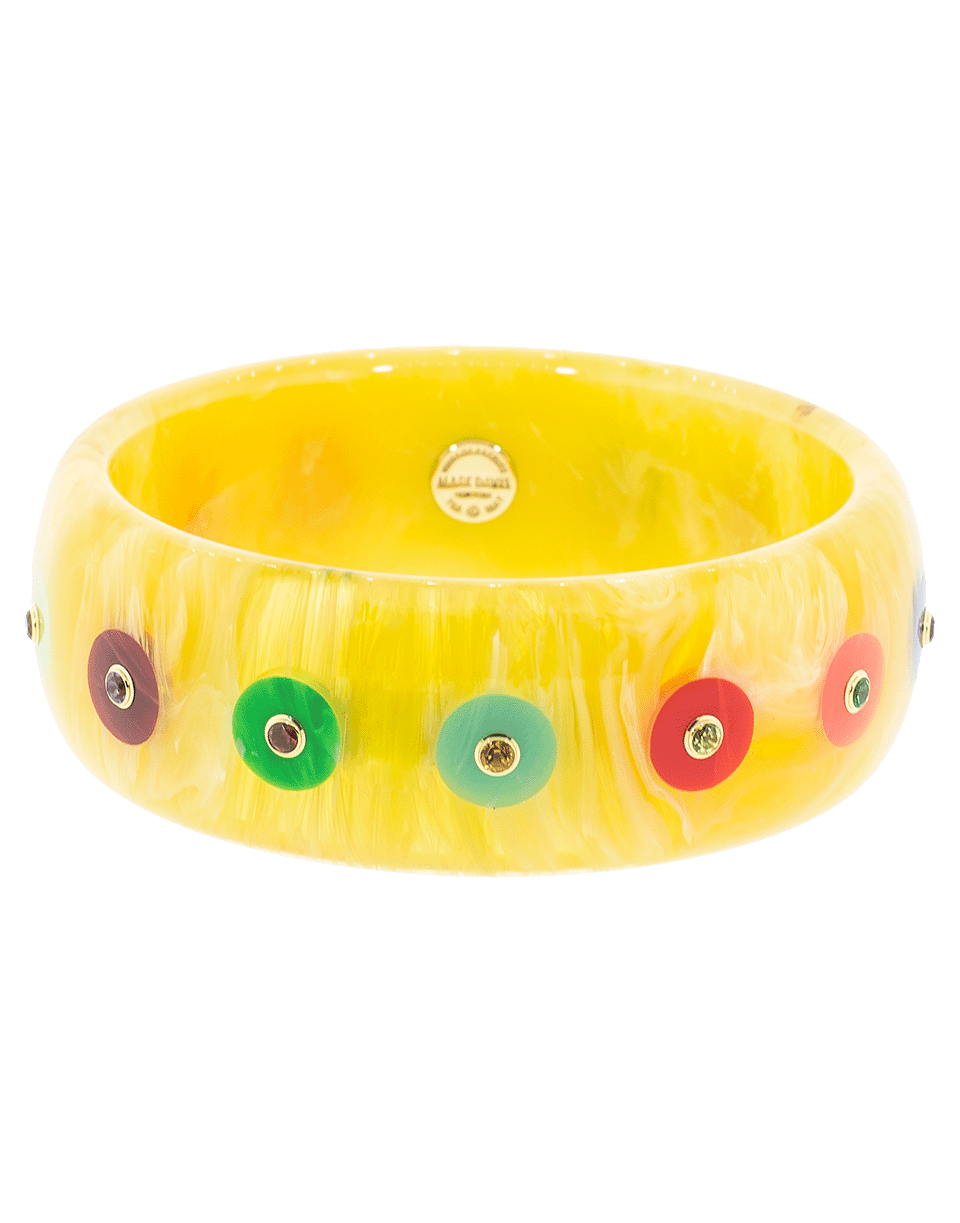 MARK DAVIS-Yellow Bakelite Multi Circle Bangle-YELLOW GOLD