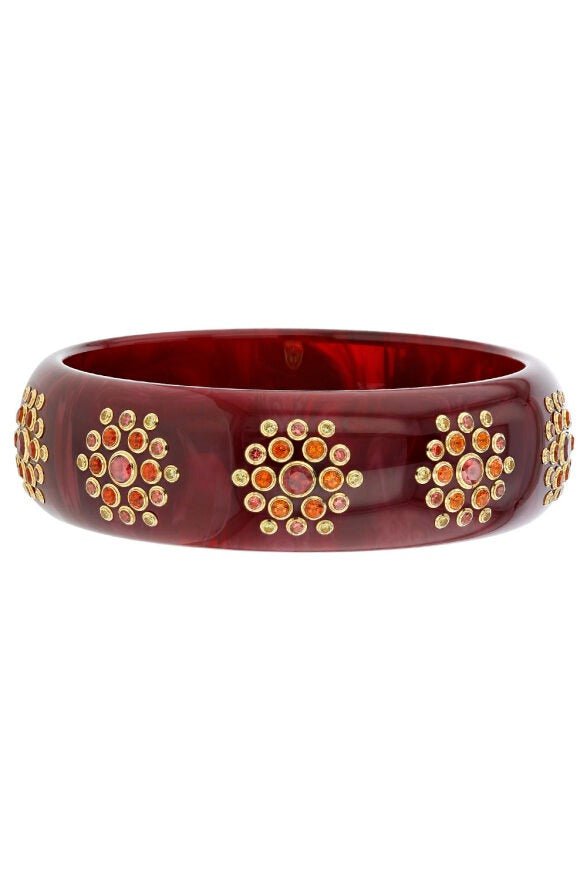 MARK DAVIS-Yellow Sapphire Burgundy Bakelite Bangle-YELLOW GOLD