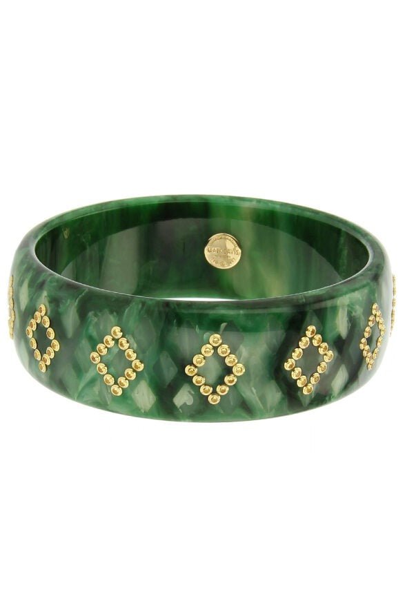 MARK DAVIS-Yellow Sapphire Green Bakelite Bangle-YELLOW GOLD