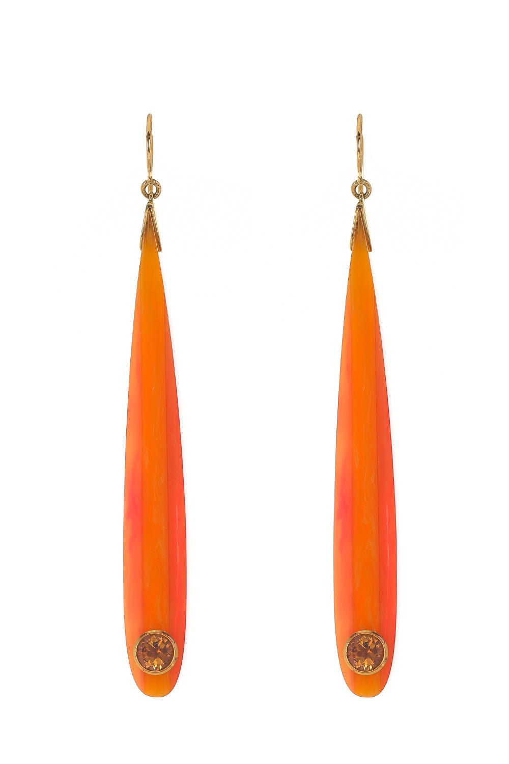 MARK DAVIS-Citrine Garnet Orange Bakelite Earrings-YELLOW GOLD