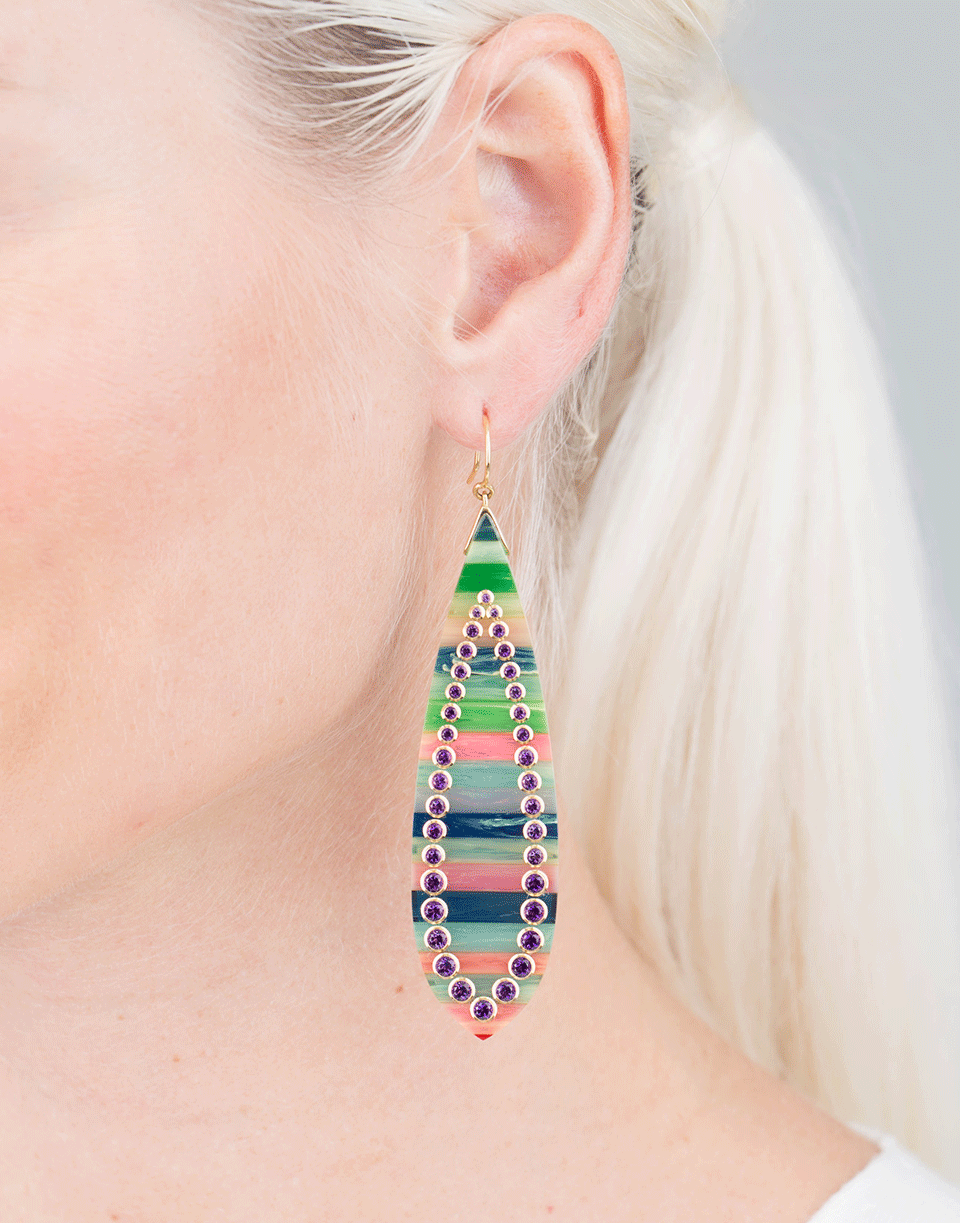 MARK DAVIS-Multi Color Bakelite Earrings-YELLOW GOLD