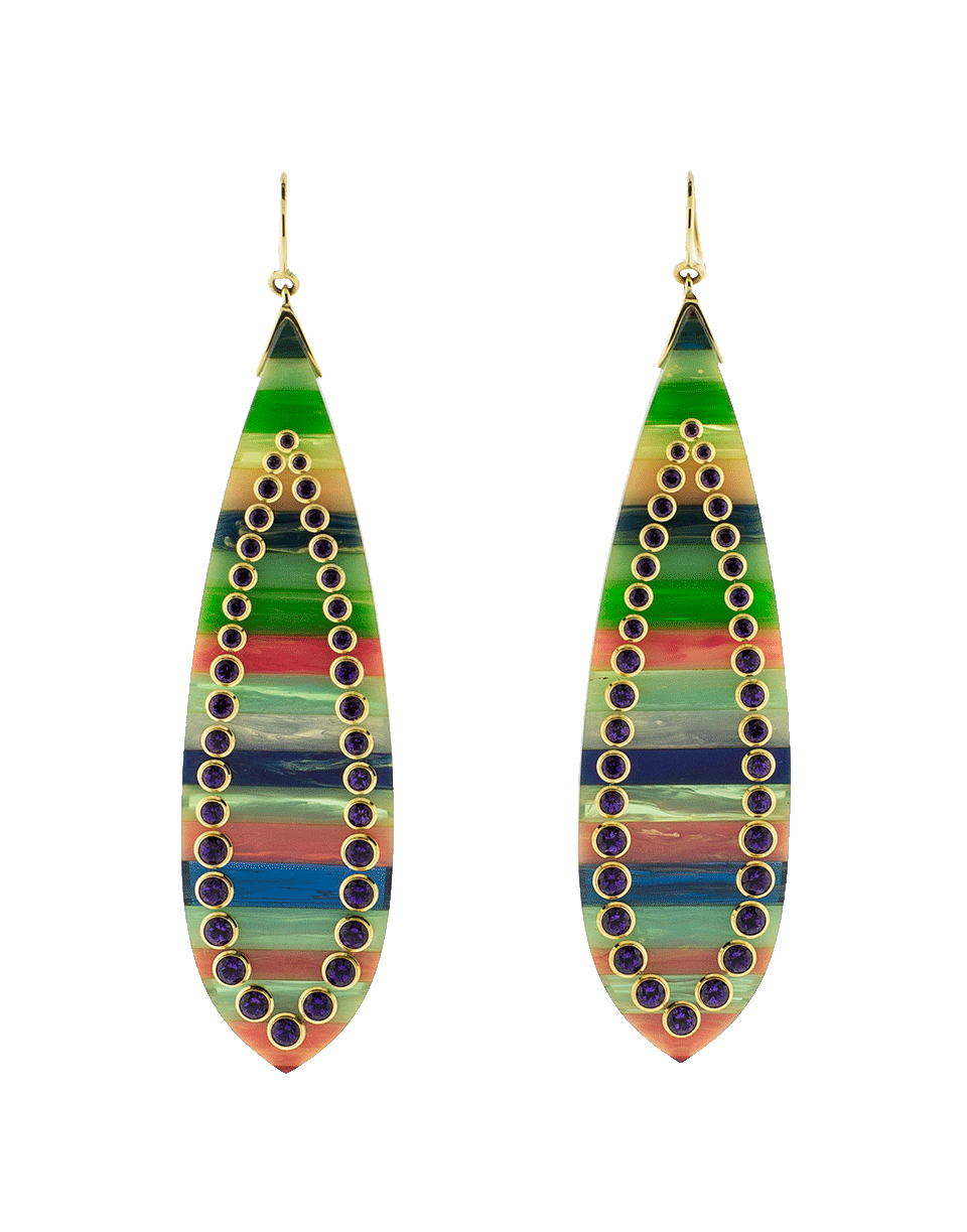 MARK DAVIS-Multi Color Bakelite Earrings-YELLOW GOLD