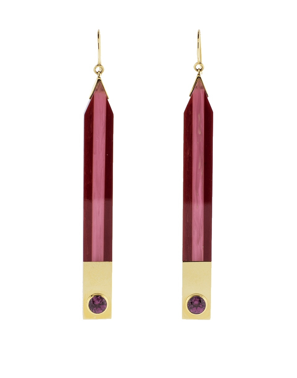 MARK DAVIS-Pink And Burgundy Bakelite Earrings-YELLOW GOLD