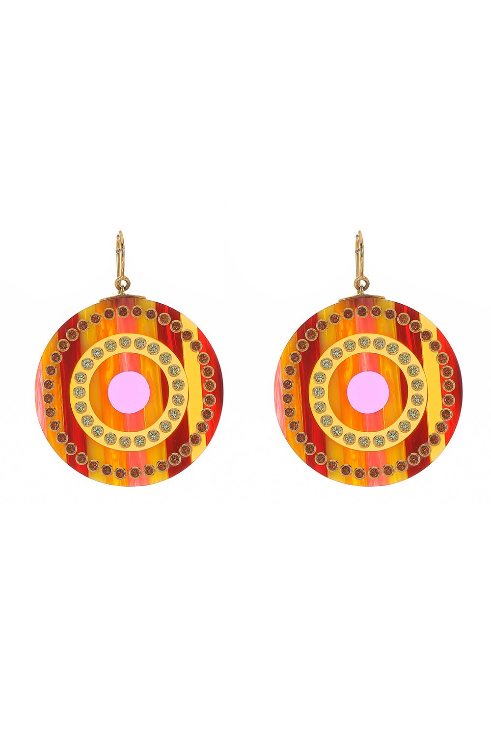 MARK DAVIS-Yellow Sapphire Orange Bakelite Earrings-YELLOW GOLD