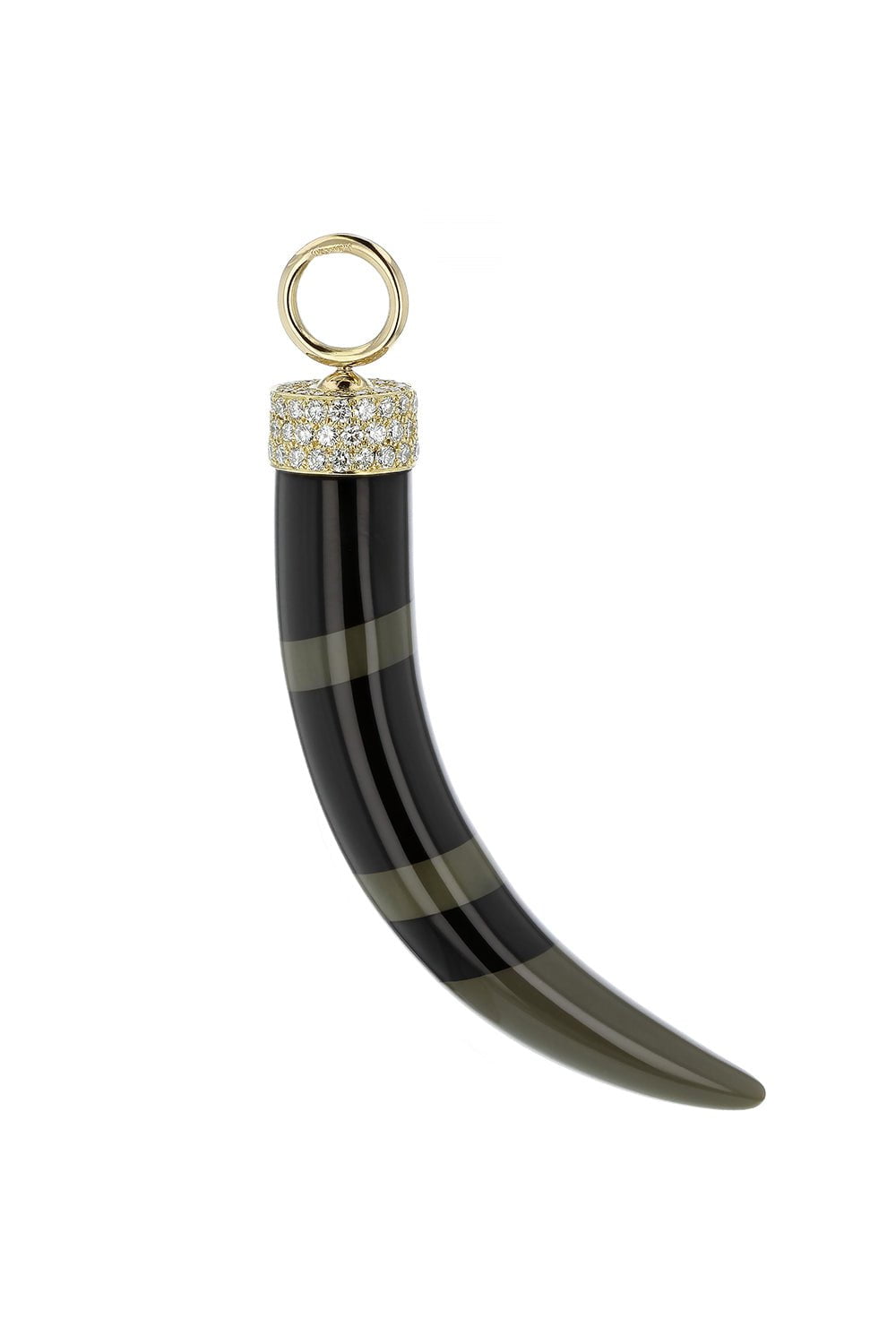MARK DAVIS-Green Black Diamond Bakelite Tusk Pendant-YELLOW GOLD