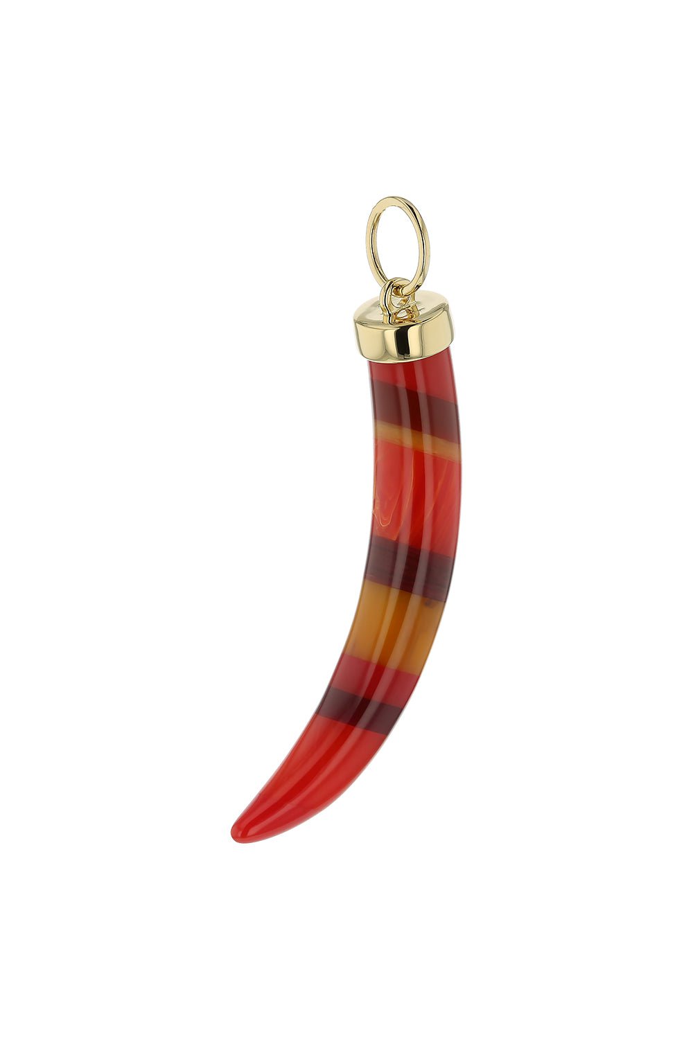 MARK DAVIS-Red Bakelite Tusk Pendant-YELLOW GOLD
