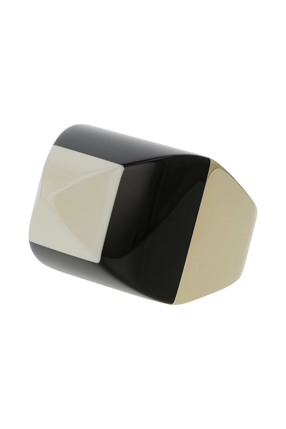 MARK DAVIS-Black Bakelite Kendall Ring-YELLOW GOLD