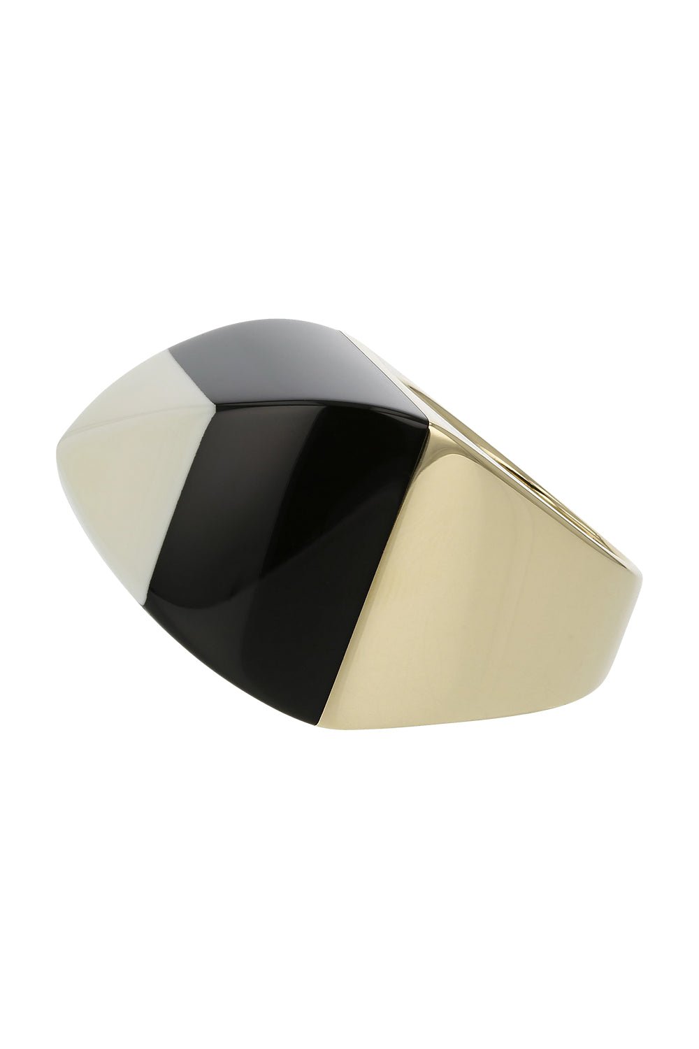 MARK DAVIS-Black Bakelite Kendall Ring-YELLOW GOLD