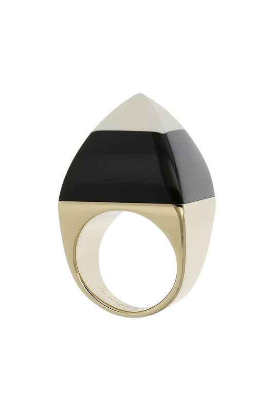 MARK DAVIS-Black Bakelite Kendall Ring-YELLOW GOLD