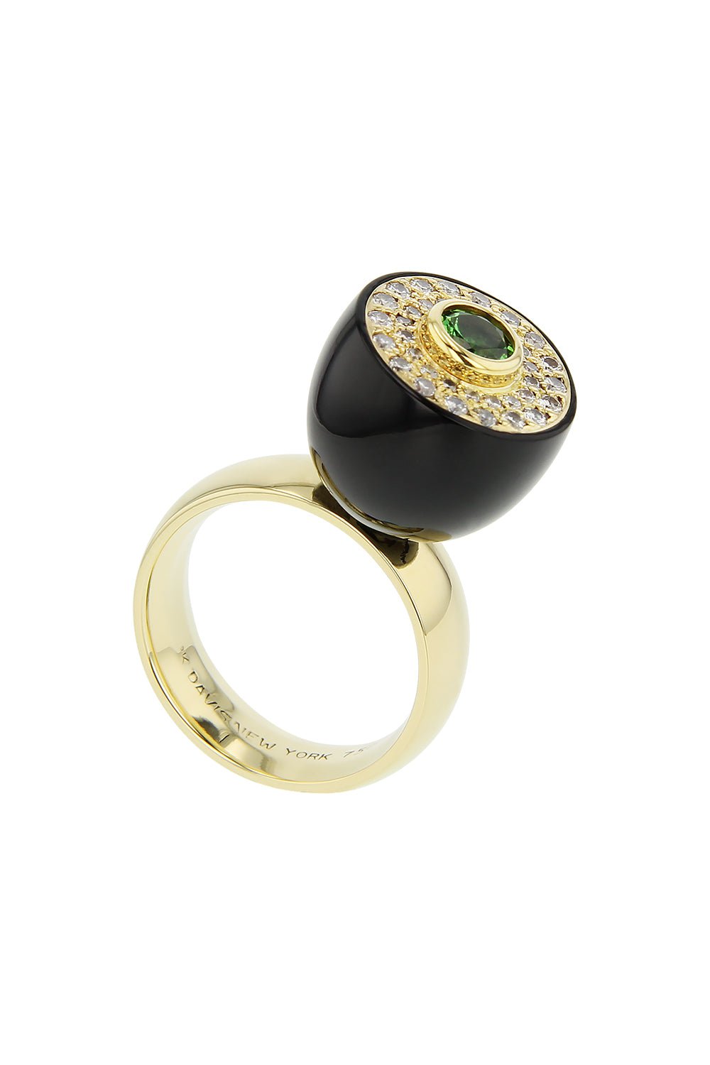 MARK DAVIS-Diamond Garnet Green Bakelite Ring-YELLOW GOLD