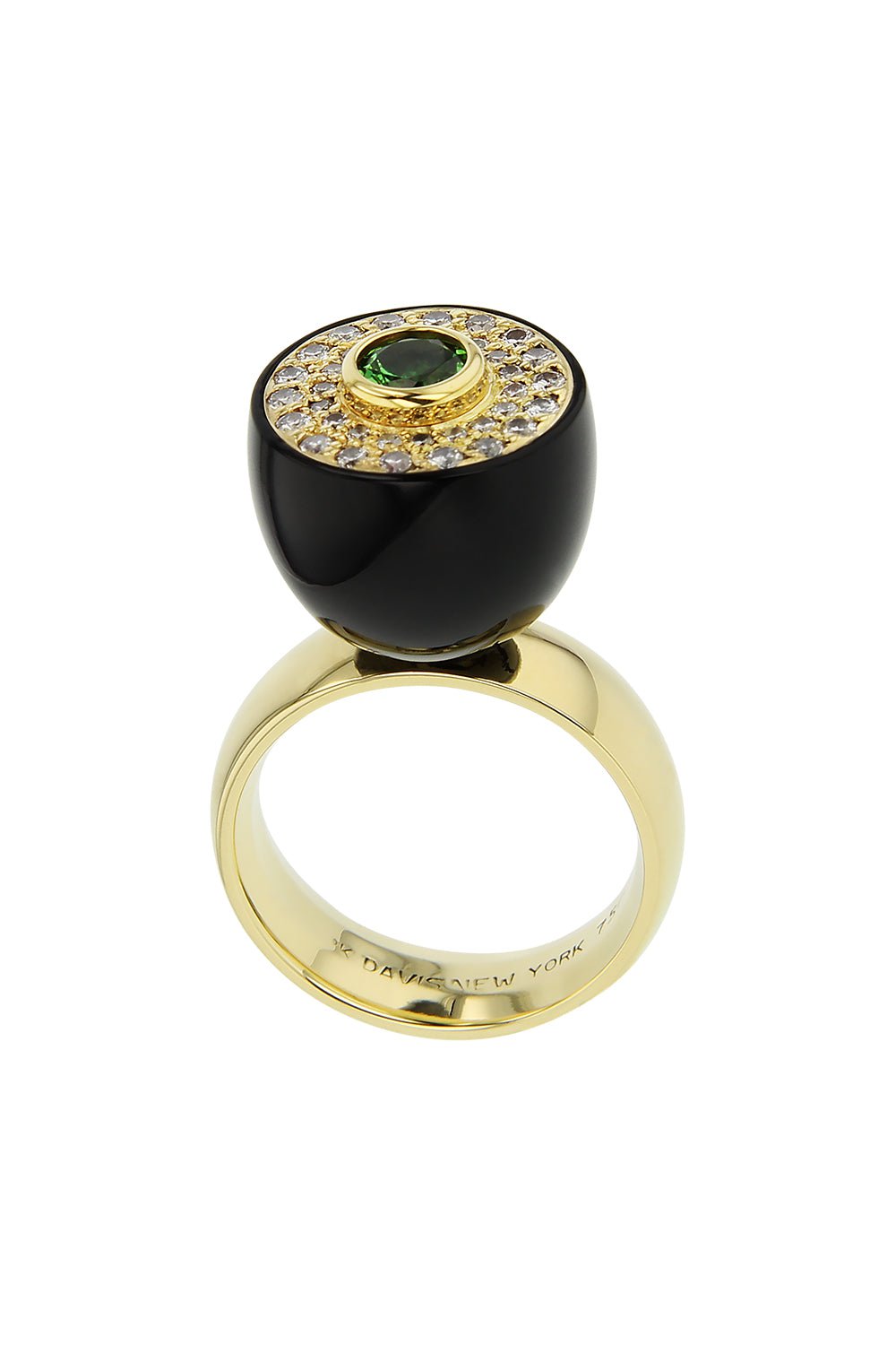 MARK DAVIS-Diamond Garnet Green Bakelite Ring-YELLOW GOLD