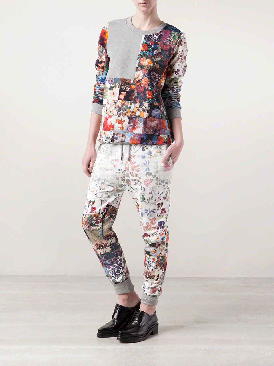 MARKUS LUPFER-Floral Patchwork Sweatshirt-