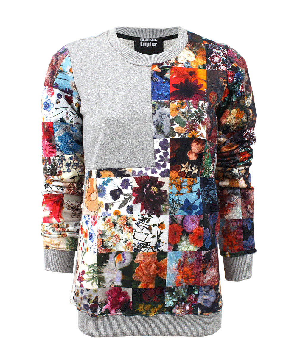 MARKUS LUPFER-Floral Patchwork Sweatshirt-