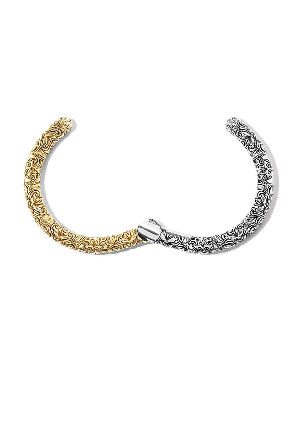 Mixed Metal Embossed Hinge Cuffling-SILVER-6.5-7-JEWELRYFINE JEWELBRACELET O-MARLA AARON