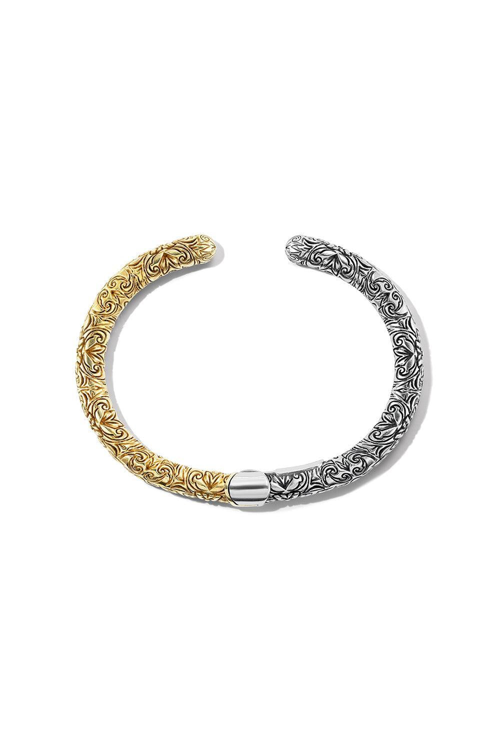Mixed Metal Embossed Hinge Cuffling-SILVER-6.5-7-JEWELRYFINE JEWELBRACELET O-MARLA AARON