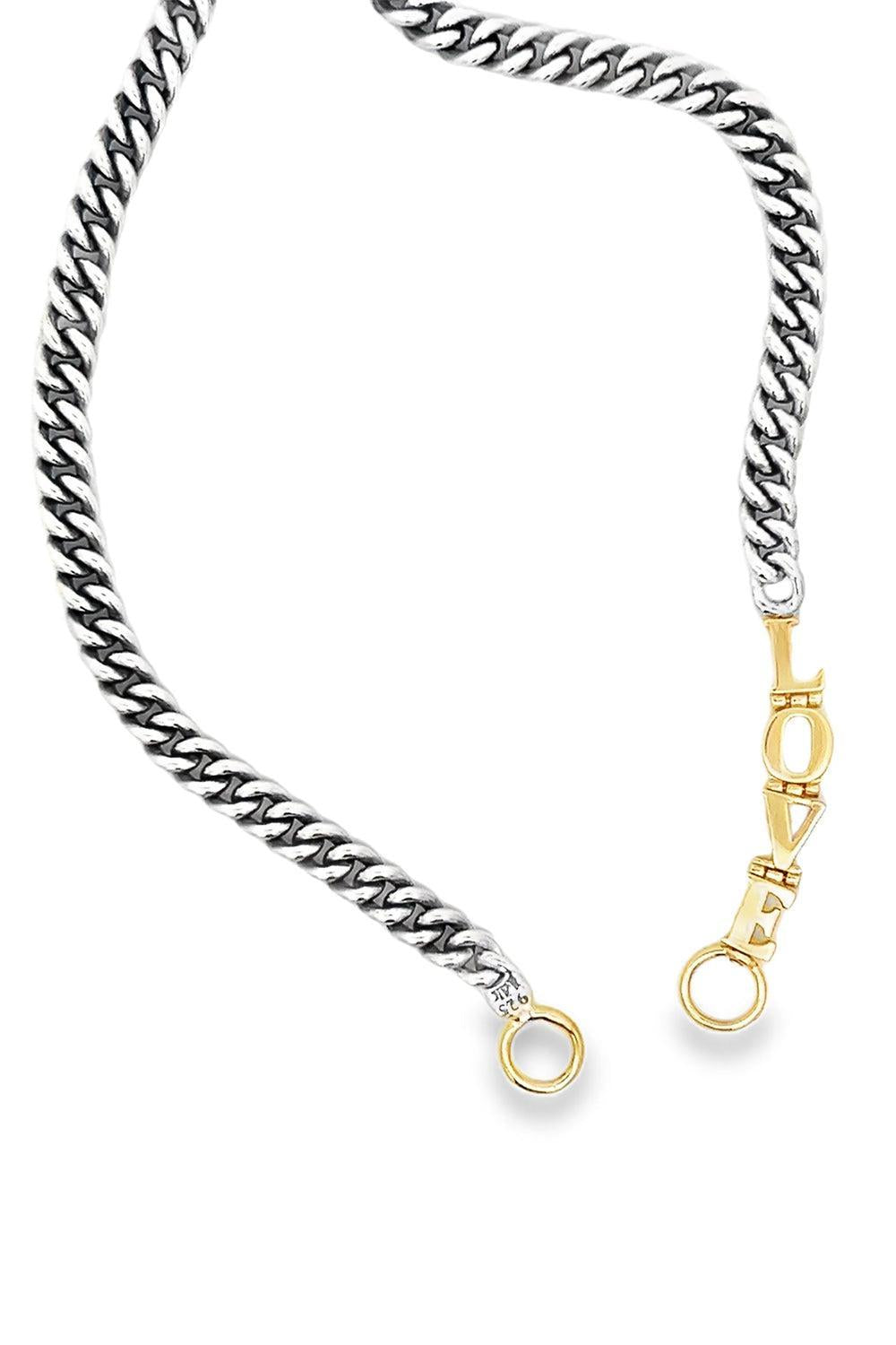 "Love" Heavy Curb Talking Chain Bracelet-SILVER-6.5-JEWELRYFINE JEWELBRACELET O-MARLA AARON
