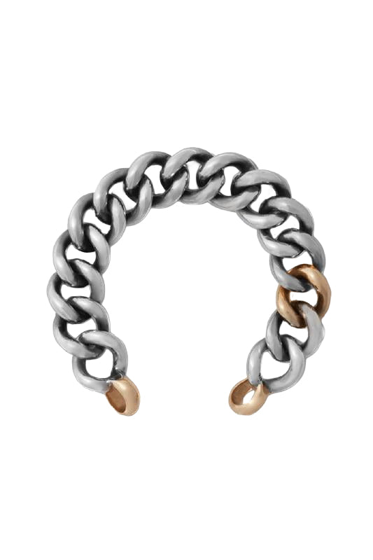 Mixed Metal Two Link Mega Curb Chain Bracelet-SILVER-6.5-JEWELRYFINE JEWELBRACELET O-MARLA AARON