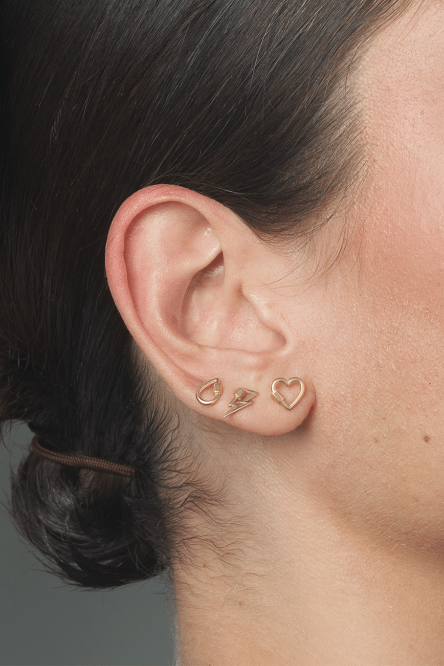 MARLA AARON-Heart Lockette Single Stud-YELLOW GOLD