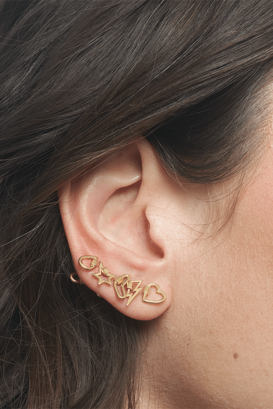 MARLA AARON-Star Lockette Single Stud-YELLOW GOLD