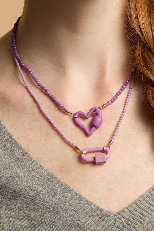 Phosphosiderite Tone on Stone Rubber Lock Necklace-ROSE GOLD-16-JEWELRYFINE JEWELNECKLACE O-MARLA AARON