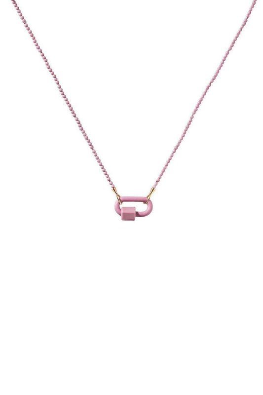 Phosphosiderite Tone on Stone Rubber Lock Necklace-ROSE GOLD-16-JEWELRYFINE JEWELNECKLACE O-MARLA AARON