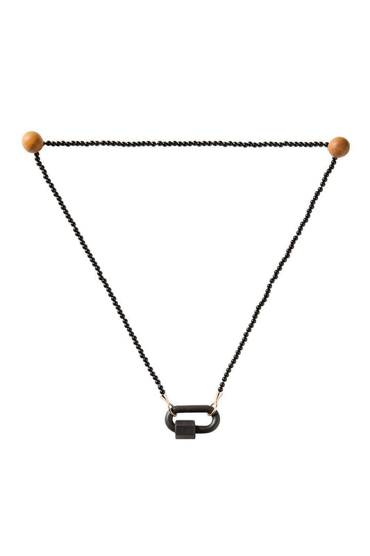 Tone On Stone Rubber Lock Necklace - Black-ROSE GOLD-16-JEWELRYFINE JEWELNECKLACE O-MARLA AARON