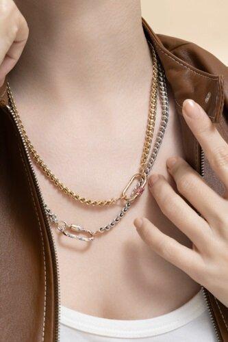 Rolling Curb Necklace - Silver Yellow Gold - 20in-SILVER-20-JEWELRYFINE JEWELNECKLACE O-MARLA AARON