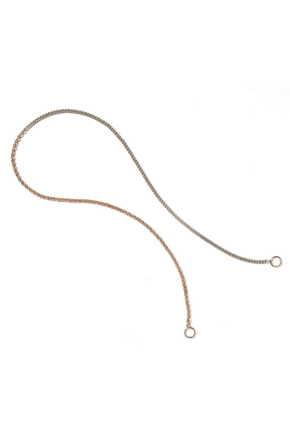 Mixed Up Half And Half Chain Necklace-SLVR/YG-18-JEWELRYFINE JEWELNECKLACE O-MARLA AARON