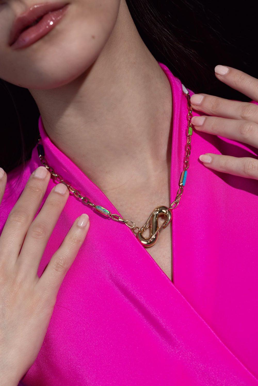 MARLA AARON-All Inlay Chain Necklace-YELLOW GOLD